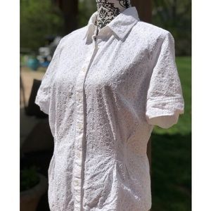 Eyelet Embroidery Cotton Top in XL